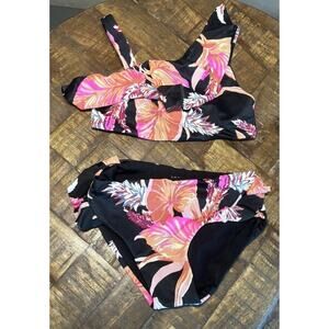 Tori Praver Girls Bikini Set Size Xsmall Floral Pink Cottagecore